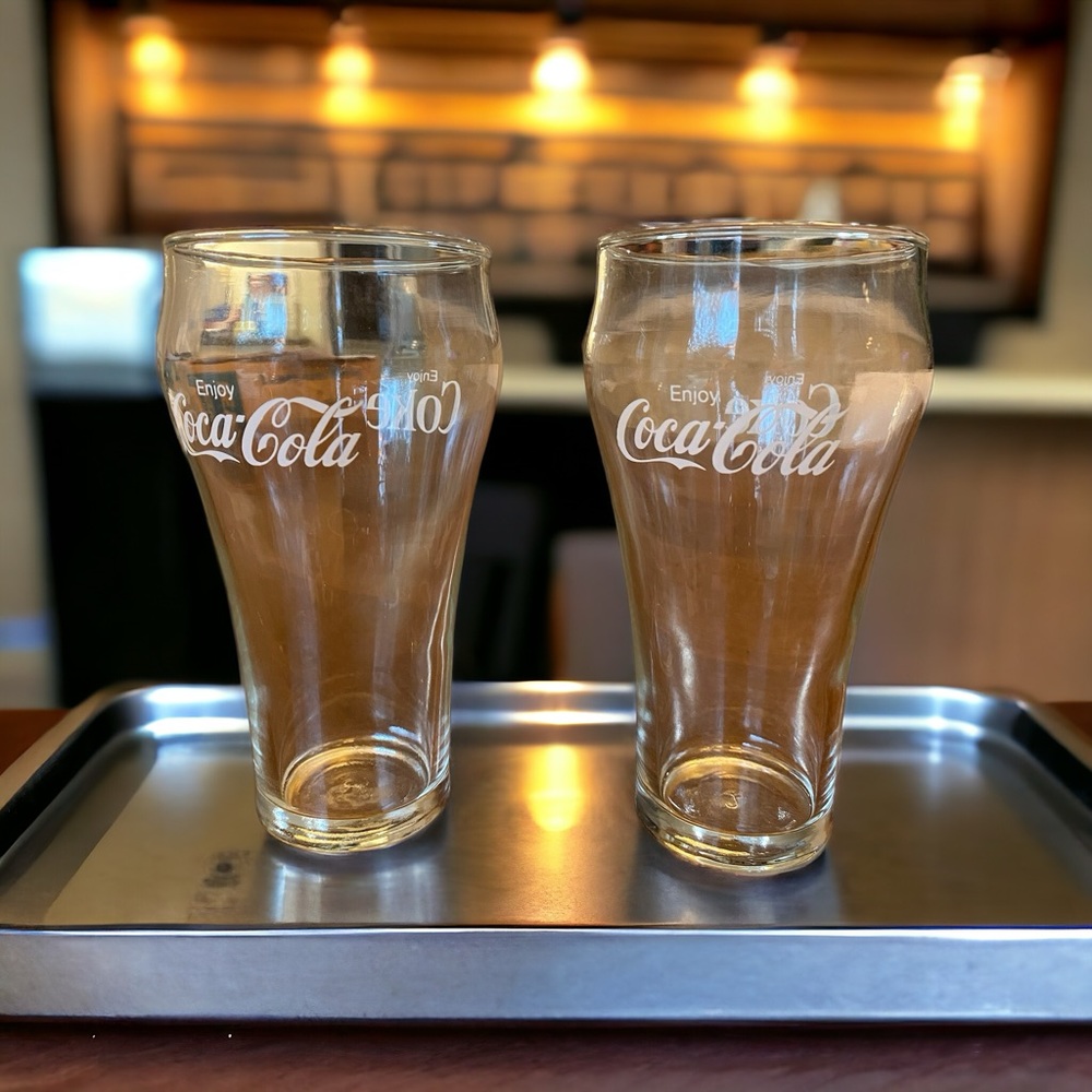 Vintage pair of Coca Cola glasses 6” mint condition